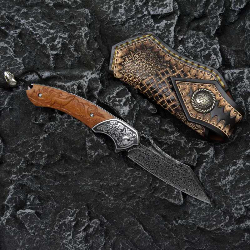 Nóż składany ze stali damasceń – Outdoor Hunting Gifts recenzja i cena