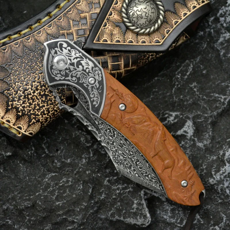 Nóż składany ze stali damasceń – Outdoor Hunting Gifts recenzja i cena